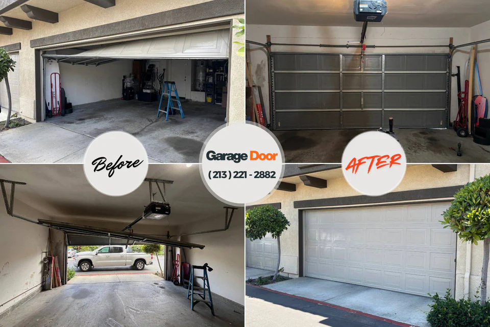 Before and after: garage door repair Revere, MA